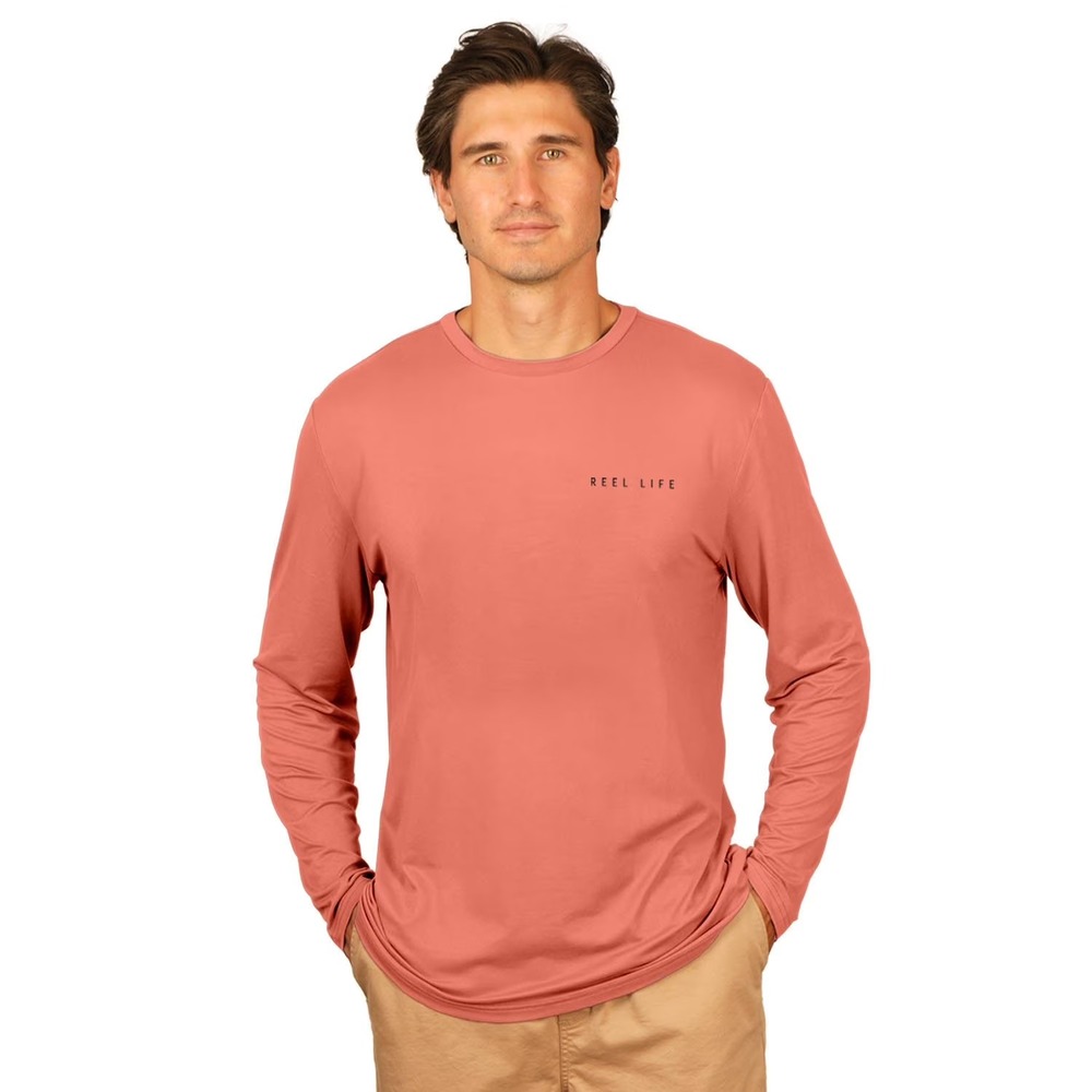 Reel Life Mens Jax Beach Long Sleeve UV Tee Shirt XL Coral Crab Graphic NWT